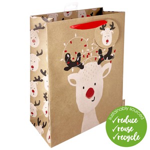 Reindeer Large Christmas Gift Bag Ocado