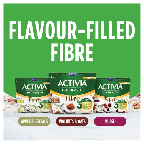 Activia Fibre Walnut & Oat Gut Health Breakfast Yoghurt Multipack