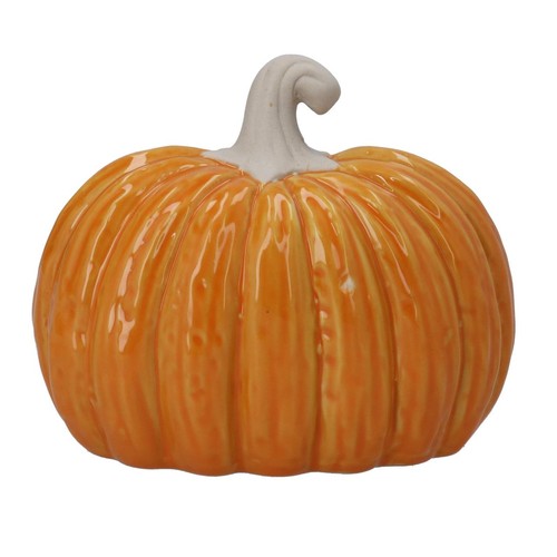 Orange Porcelain Semi-3D Pumpkin Ornament