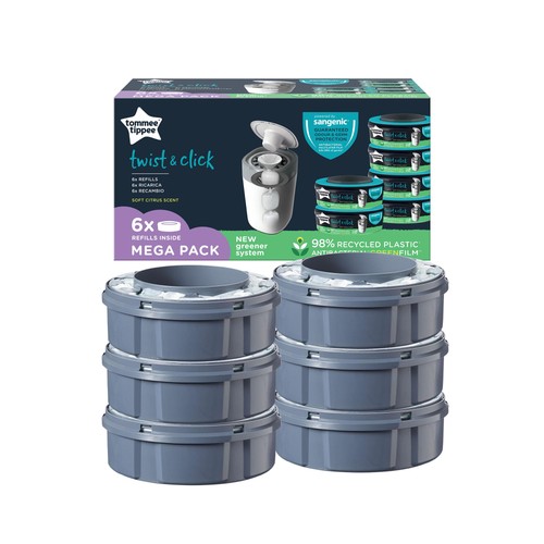 Tommee Tippee Twist & Click Nappy Bin Refill Casettes, Multipack