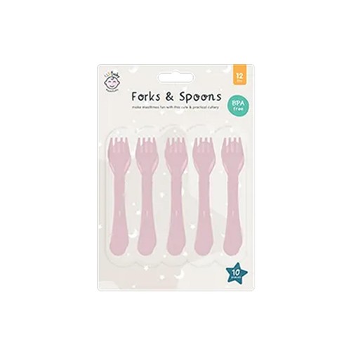 123 Baby Fork and Spoon Set 10 Pink