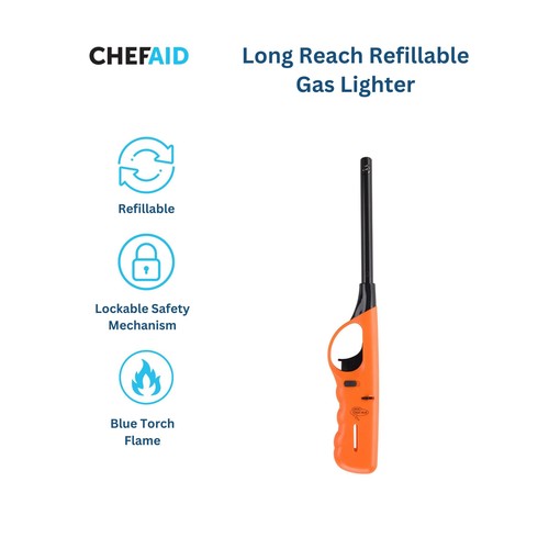 Chef Aid Long Reach Refillable Gas Lighter, Red