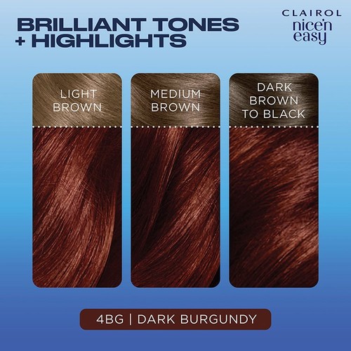 Clairol Nice'n Easy Hair Dye, 4BG Dark Burgundy