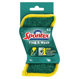 Spontex Flex & Wash Non-Scratch Microfibre Sponge Scourers