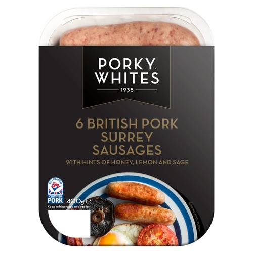Porky Whites 6 Surrey Premium Pork Sausages