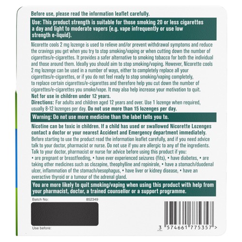 Nicorette 2mg Icy Mint Nicotine Lozenges