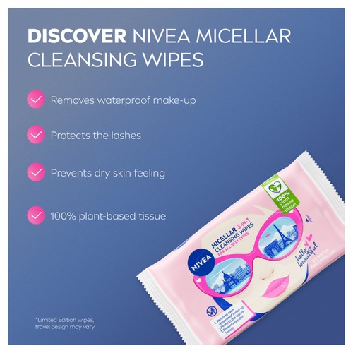 NIVEA Biodegradable 3 in 1 Micellair Micellar Cleansing Face Wipes