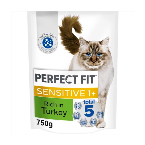 Perfect Fit Advanced Nutrition Sensitive Complete Dry Cat Food Turkey 