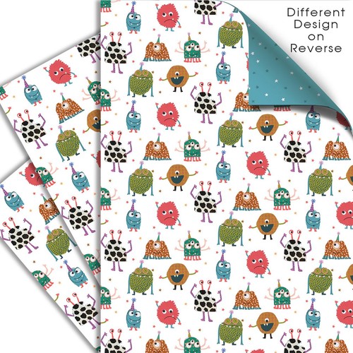 Monsters Double Sided Gift Wrap Sheets