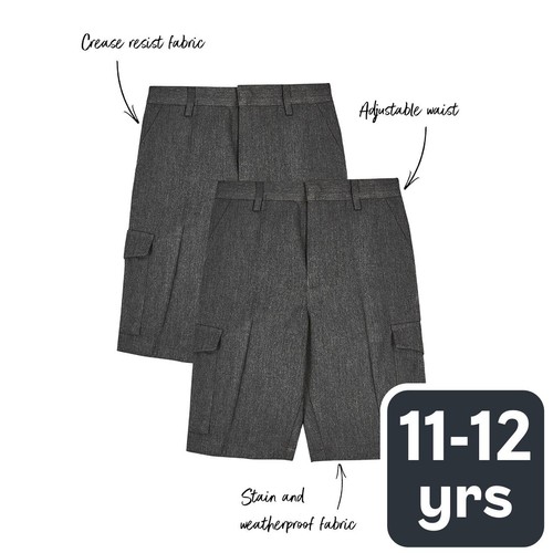 M&S Regular Leg Cargo School Shorts, 11-12 Years, Grey
