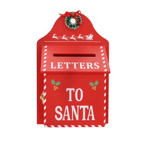 Red/White Letters To Santa Post Box Decoration