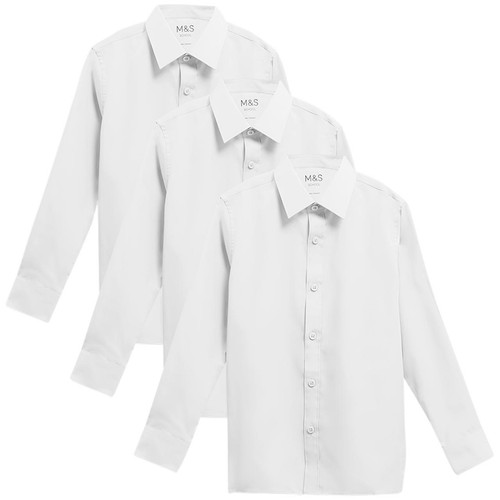 M&S Boys 3Pk Regular Fit Shirt 3-4 Y