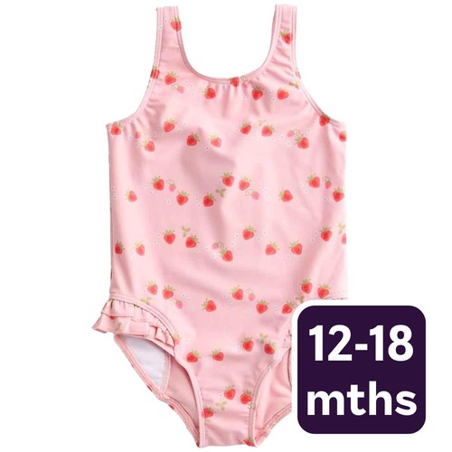 M&S Strawberry Swimsuit, 12-18 Months, Pink