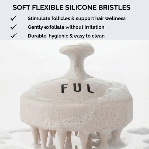 FUL Scalp Massager Brush White Silicone Exfoliator for Hair Growth