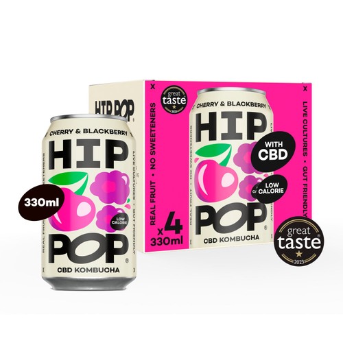 Hip Pop Cherry & Blackberry CBD Kombucha