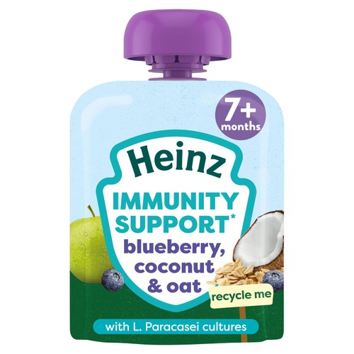 Heinz Immunity Support Baby Pouches, Blueberry Coconut & Oat 7M+