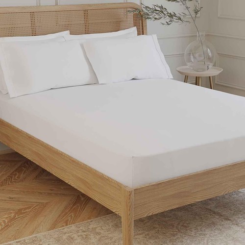 M&S Egyptian Cotton Extra Deep Fitted Sheet, Double, Ice White