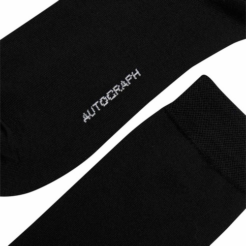 M&S Mens Autograph 3pk Merino Wool Blend Socks, 6-8, Black