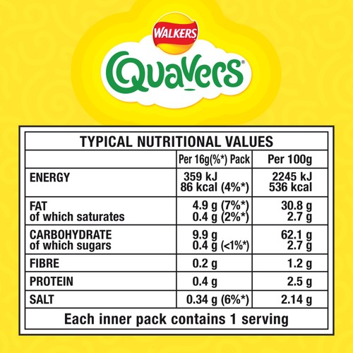 Walkers Quavers Cheese Multipack Snacks 6x16g