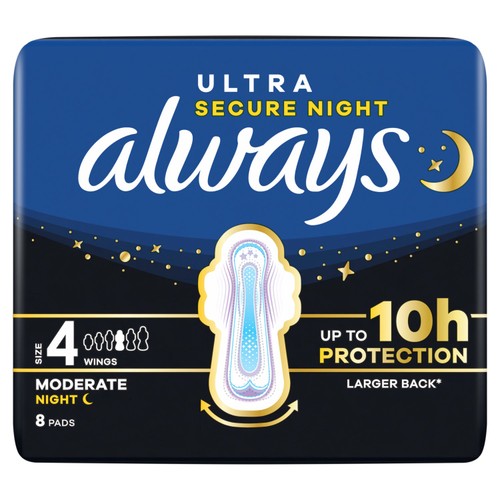 Always Sanitary Towels Ultra Secure Night (Size 4) Wings