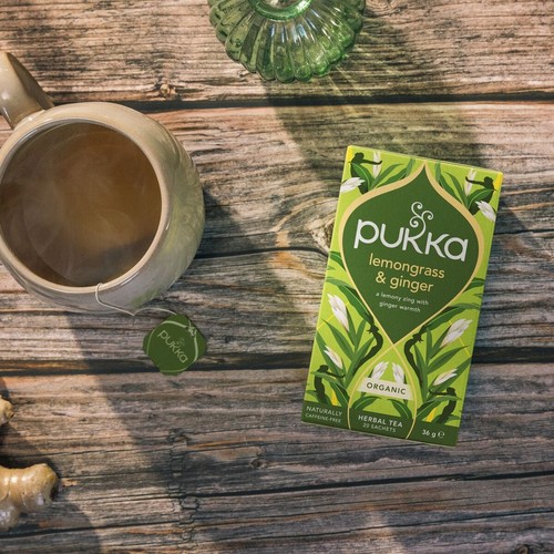 Pukka Organic Lemongrass & Ginger Tea x20 Home-Compostable Herbal Tea Bags