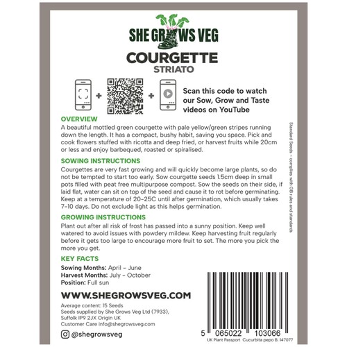 She Grows Veg Courgette Striato Seeds