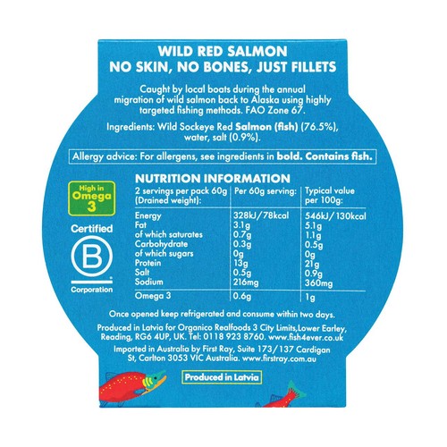 Fish4Ever Wild Pacific Red Salmon filleted