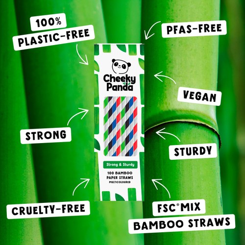 Cheeky Panda Striped Bamboo Paper Straws