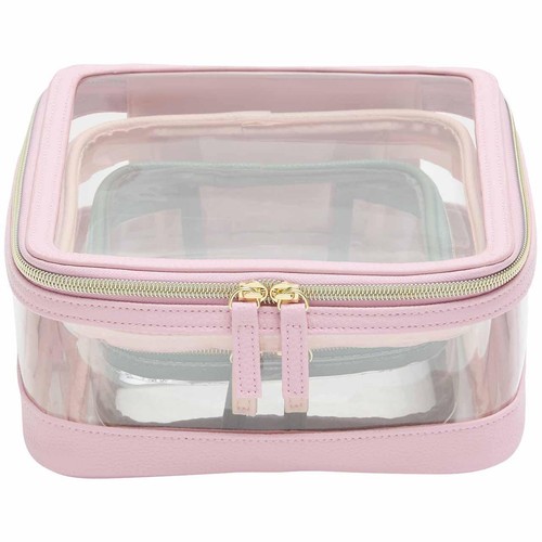 M&S Set of 3 Wide Opening Make-Up Bags, Pink
