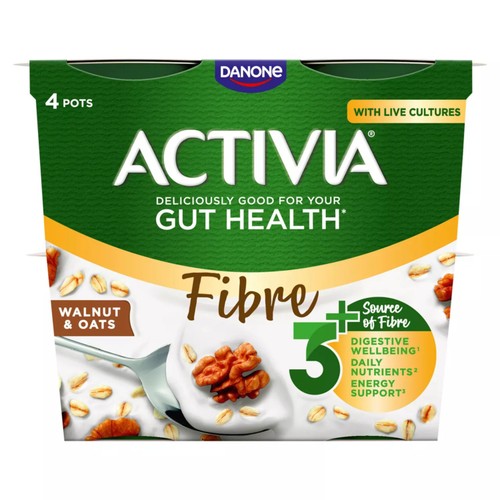 Activia Fibre Walnut & Oat Gut Health Breakfast Yoghurt Multipack
