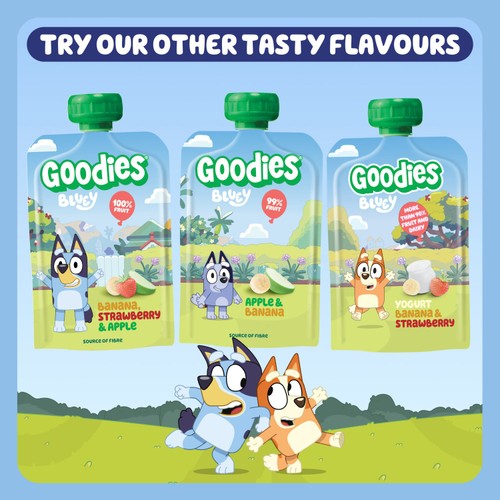 Goodies BLUEY Kids Snack Apple & Blueberry Smoothie Fruit Pouch Multipack