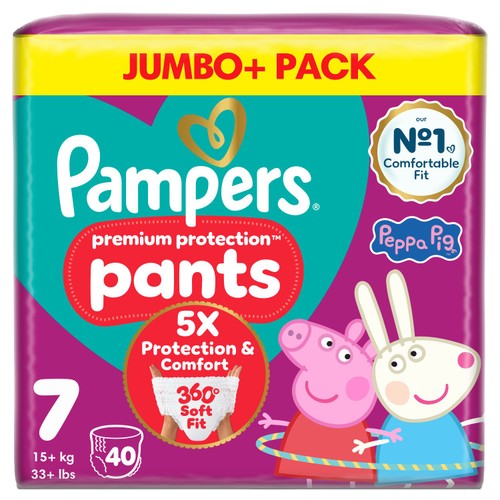 Pampers Premium Protection Nappy Pants, Size 7 Jumbo Pack