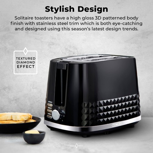 Tower Solitaire 2 Slice Toaster Black
