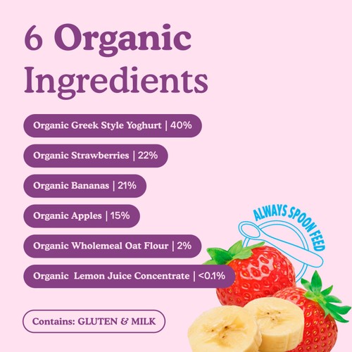 Little Freddie Organic Strawberry & Banana Yoghurt Baby Food Pouch 6+ M