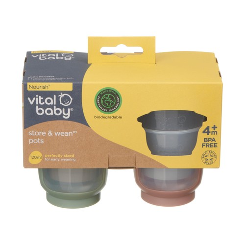 Vital Baby Nourish Store & Wean Pots 120ml 4pk - natural