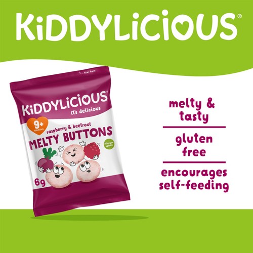 Kiddylicious Raspbery & Beetroot Melty Buttons Baby Snacks