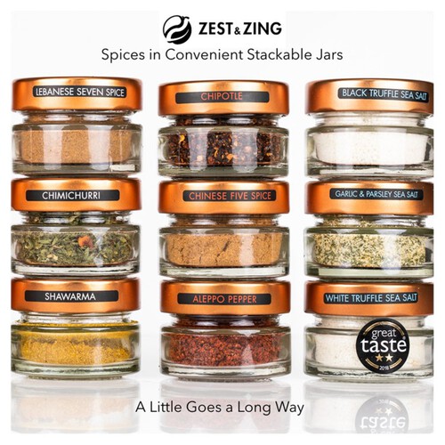 Zest & Zing White Truffle Sea Salt  With Real White Truffle  50g Gourmet Luxury Ingredients By Fresher Convenient Stackable Spice Jars