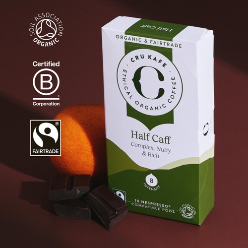 CRU Kafe Organic Fair Trade Half-Caff Pods 10s