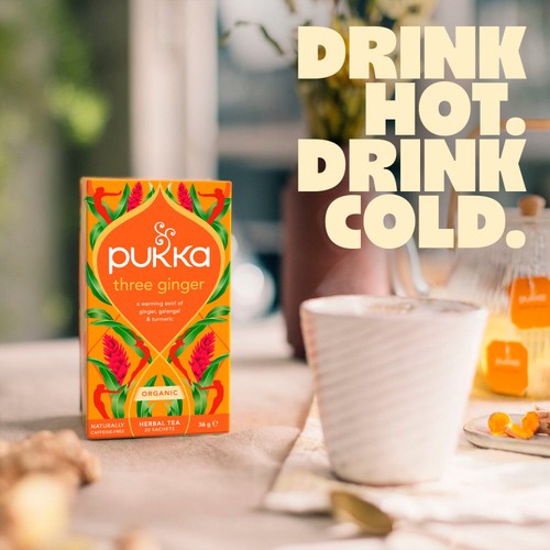 Pukka Organic Three Ginger Tea x20 Home-Compostable Herbal Tea Bags