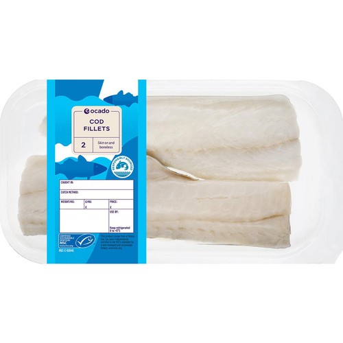 Ocado 2 MSC Cod Fillets Skin On & Boneless