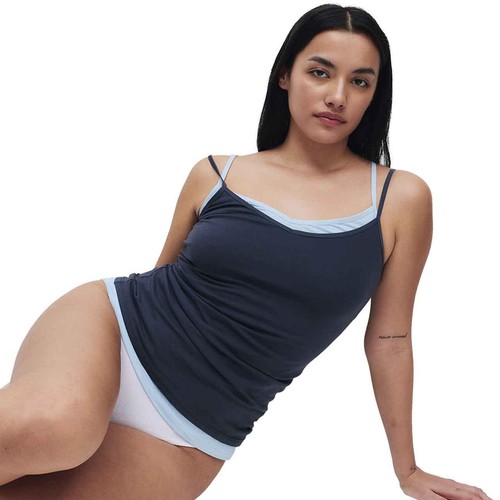 M&S Womens Cotton Rich Strappy Vests, Size 18, Blue Mix