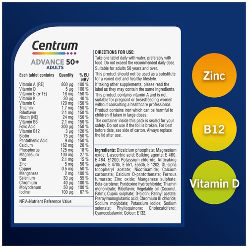 Centrum Advance 50+ Multivitamins & Minerals Tablets