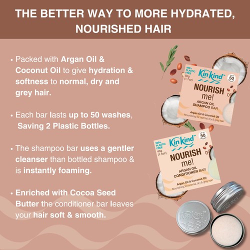 KinKind NOURISH me! Shampoo Bar With Argan Oil and Coconut Oil