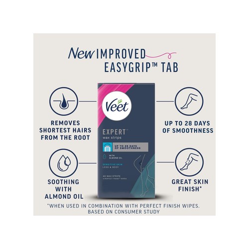 Veet Expert Wax Strips Legs Body Sensitive Hair Removal