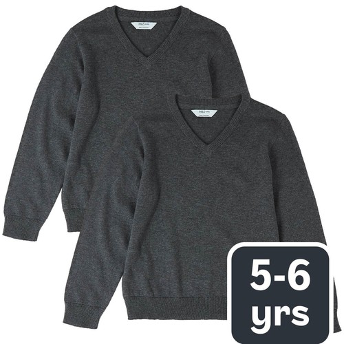 M&S Unisex Pure Cotton Jumper, 5-6 Years, Grey