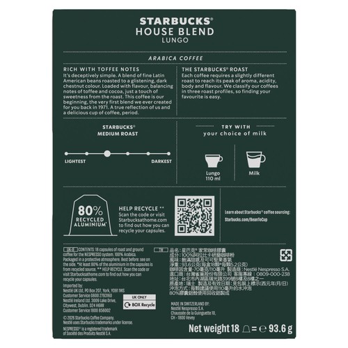Starbucks by NESPRESSO House Blend Coffee Capsules