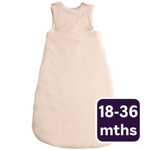 M&S Unisex Pure Cotton Ribbed Sleeping Bag, 18-36 M, Oatmeal
