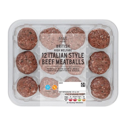 M&S British High Welfare 12 Italian Style Beef Meatballs