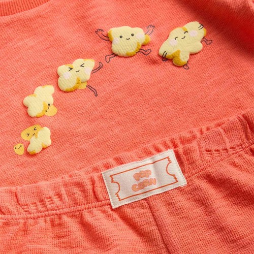 M&S Unisex 2 Piece Pure Cotton Popcorn Outfit, 0-3 M, Bright Coral