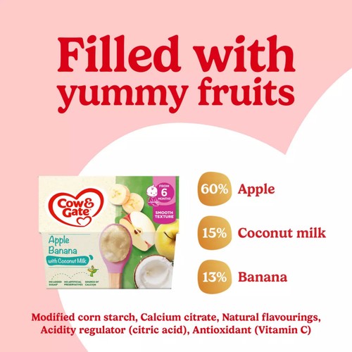 Cow & Gate Apple, Banana with Coconut Milk Baby Food Pot 6+ Months